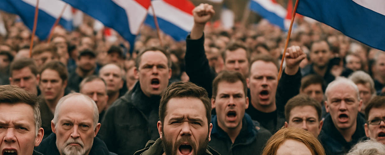 Illustratie: politicus geeft toespraak, Populisme